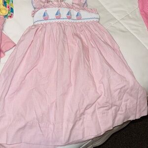 Pink Sailboat Smocked Kids Dress
